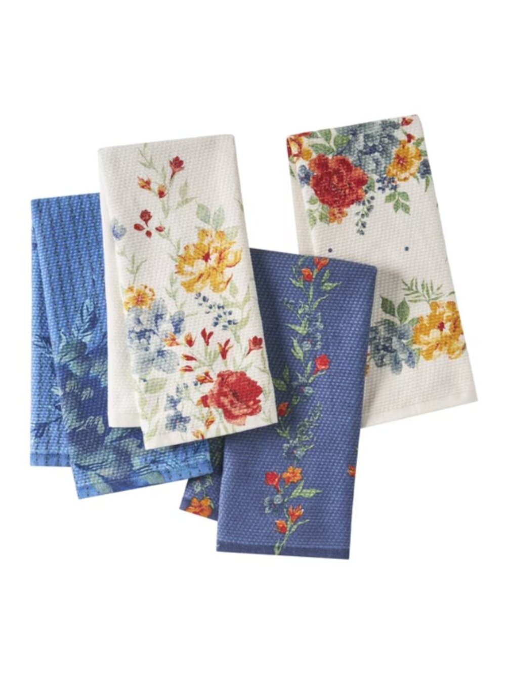 The Woman Pioneer Home Delilah Floral Cotton Set of 4 Woven Kitchen Tea Towels